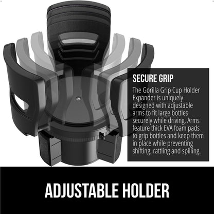 Gorilla Grip Adjustable Car Cup Holder Expander – Black