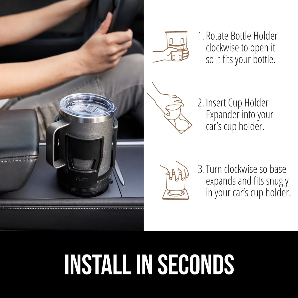 Gorilla Grip Adjustable Car Cup Holder Expander – Black