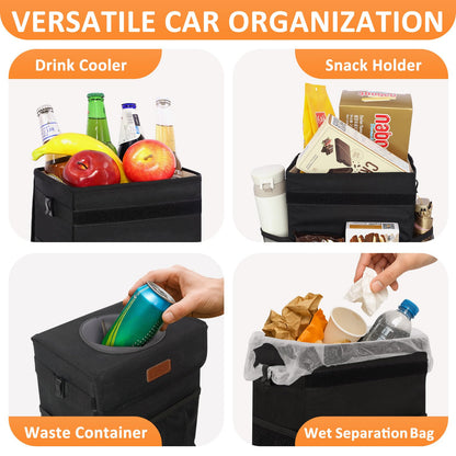 Vankor Car Trash Can with Lid – Leakproof Black