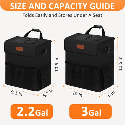 Vankor Car Trash Can with Lid – Leakproof Black