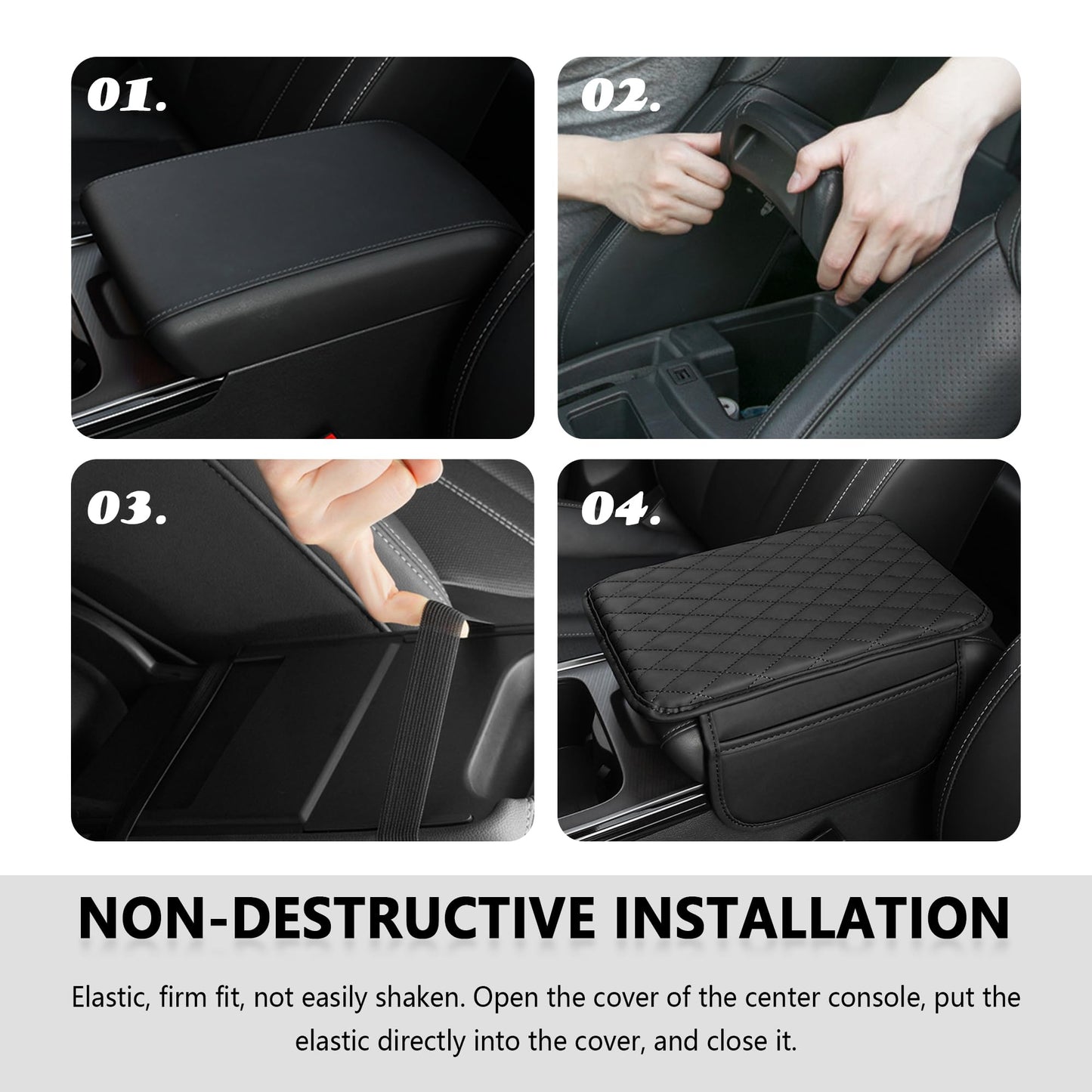 Stacool Car Center Console Cover – Microfiber Leather, Black