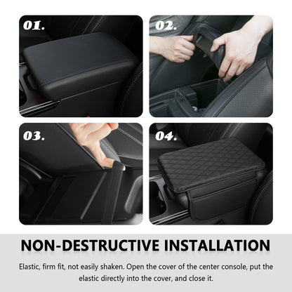 Stacool Car Center Console Cover – Microfiber Leather, Black