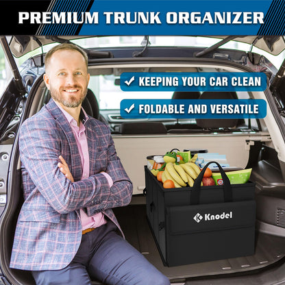 K KNODEL Car Trunk Organizer with Lid – Black